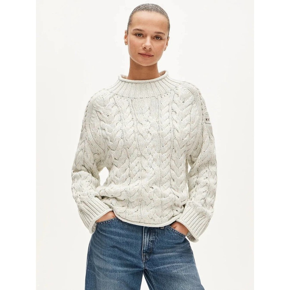 =J. Crew 2025 Rollneck™ cable-knit sweater Ivory Cream Small NWT